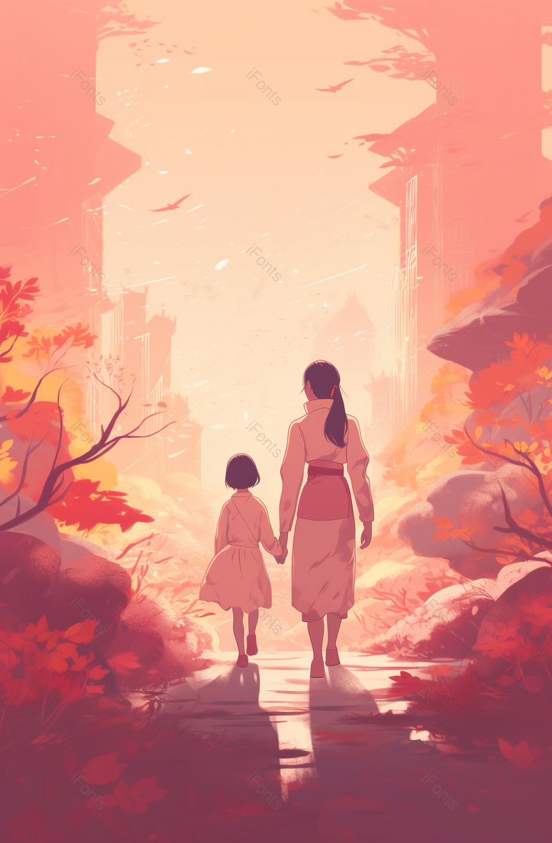 温馨手绘母亲节插画海报效果背景图,插画/手绘图,插画/手绘图库,插画/手绘图下载,插画/手绘